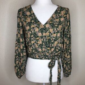 American Eagle Balloon Sleeves Floral Crop Top XS